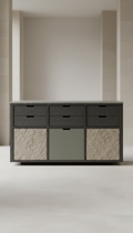 Oak and stone credenza